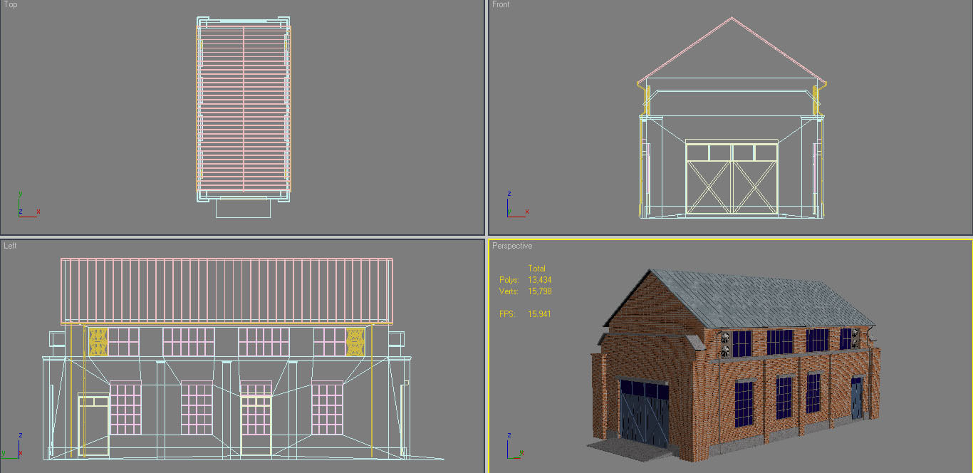 Warehouse Set 1 brick building Low-poly 3D model_15