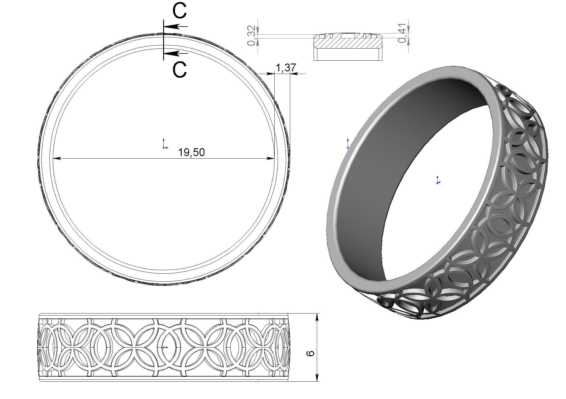 Gold ring with enamel -2 3D print model_7