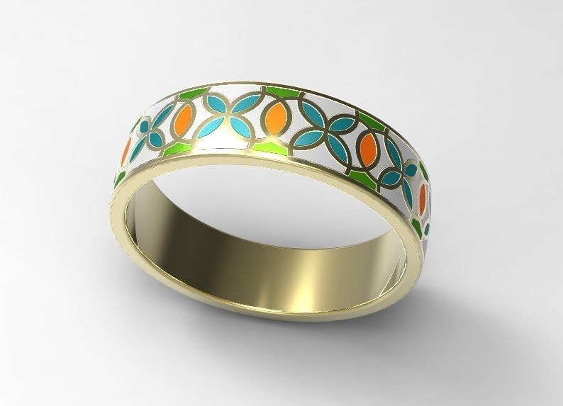Gold ring with enamel -2 3D print model_3
