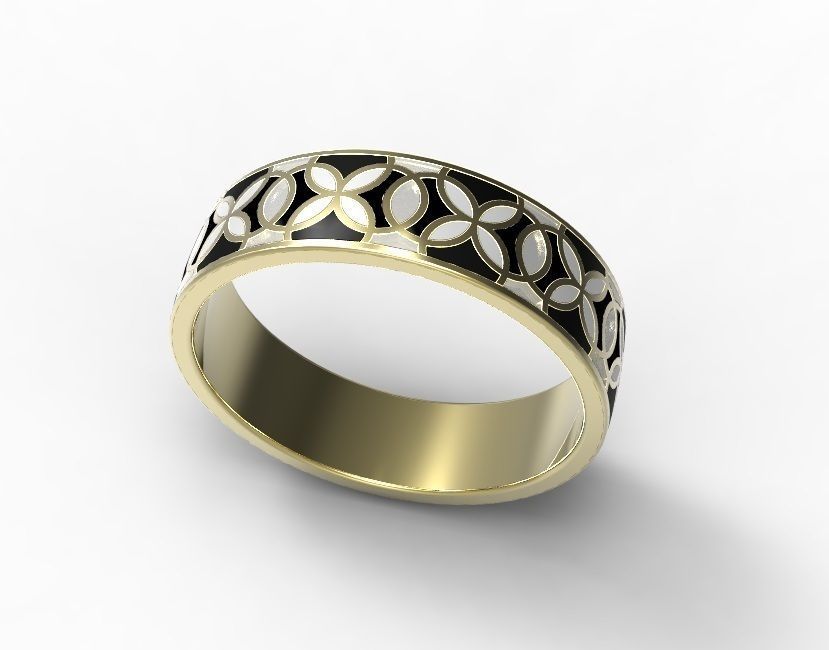 Gold ring with enamel -2 3D print model_4