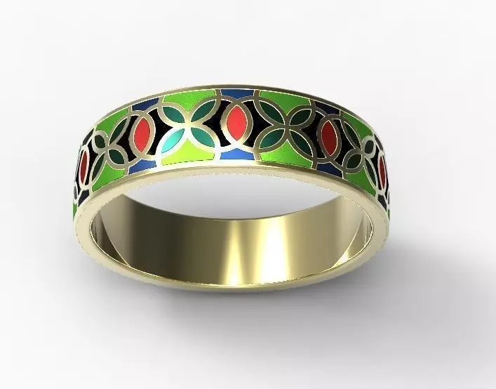 Gold ring with enamel -2 3D print model_0