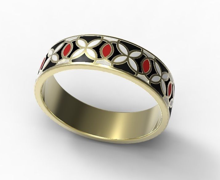 Gold ring with enamel -2 3D print model_2