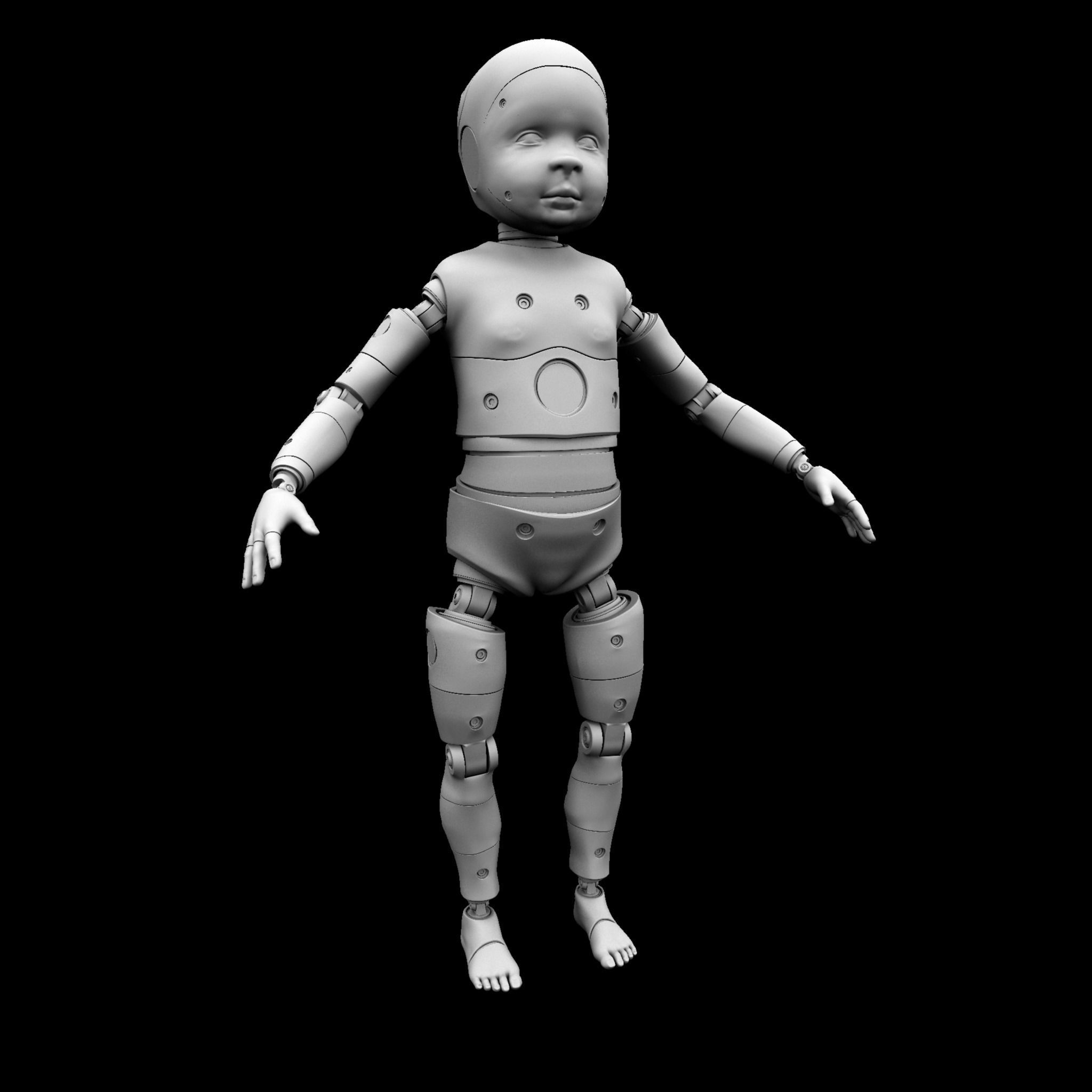 Crash Test Dummy Robot Android 3D model Child 3D model_3