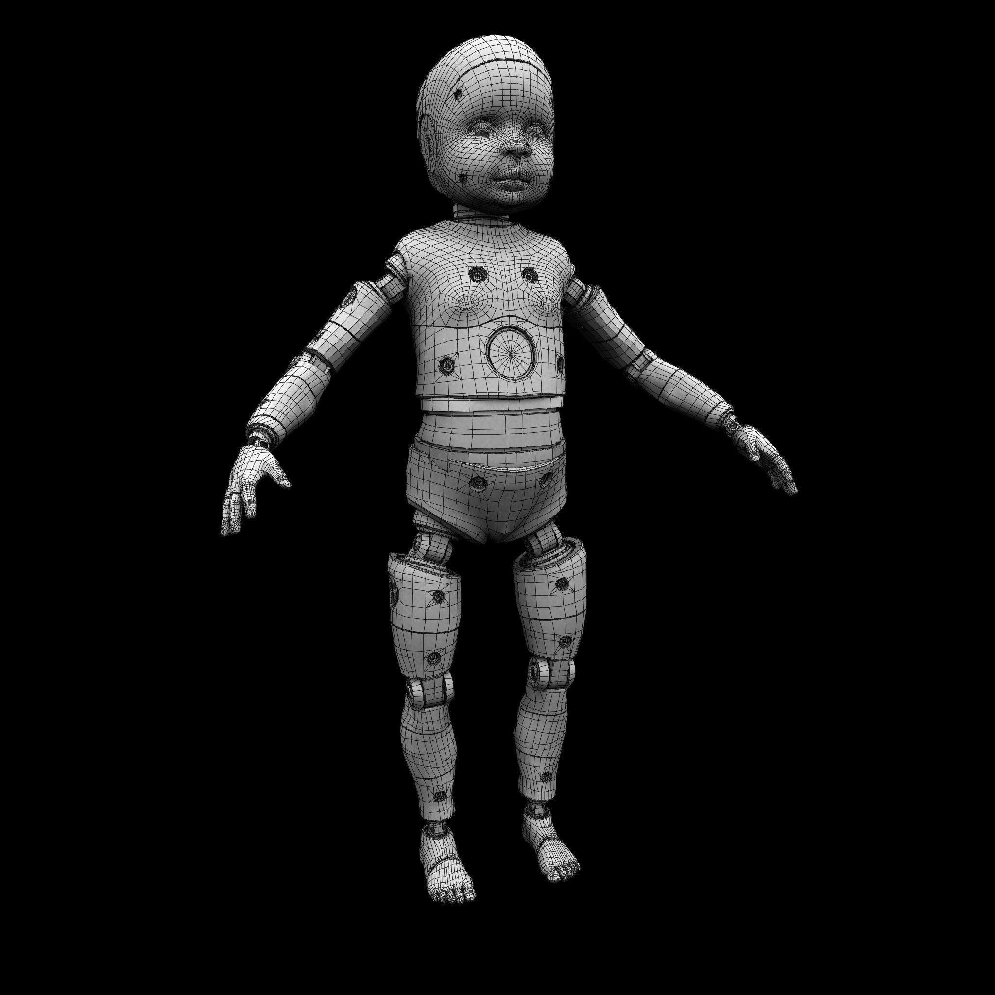 Crash Test Dummy Robot Android 3D model Child 3D model_7