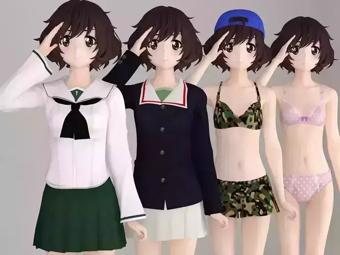 Yukari Akiyama anime girl pose 01