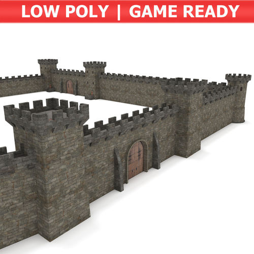 Castle Walls - Modular Set Low-poly 3D model