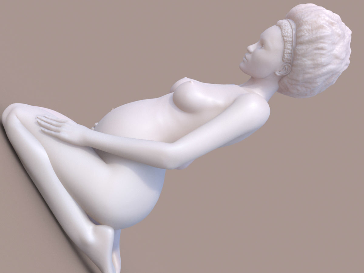 Woman Afro Pregnant 3D print model_1