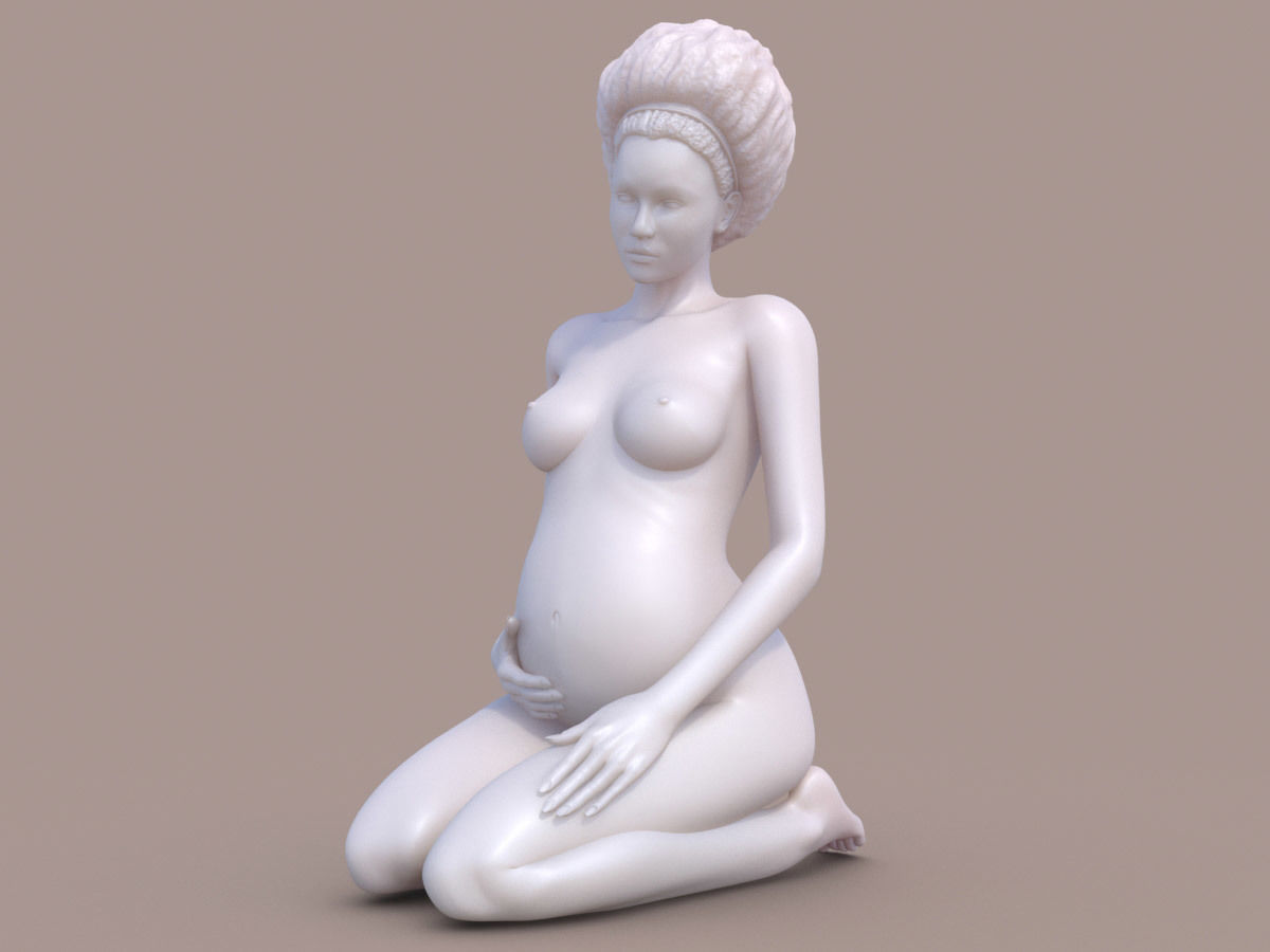 Woman Afro Pregnant 3D print model_2