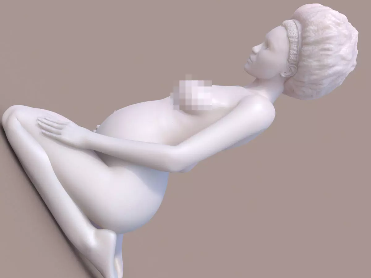 Woman Afro Pregnant 3D print model_0
