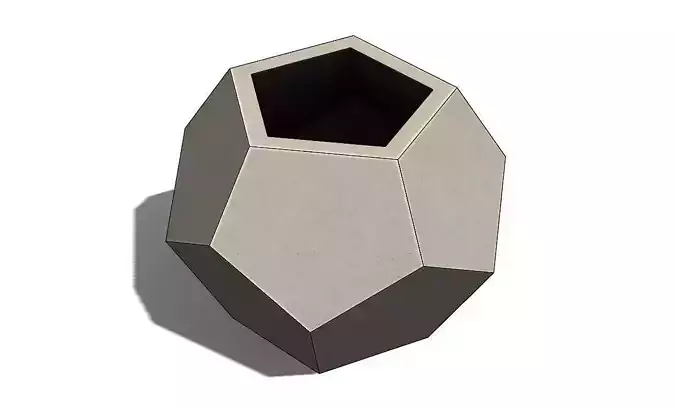 Concrete Vase Dodecahedron Low Poly 