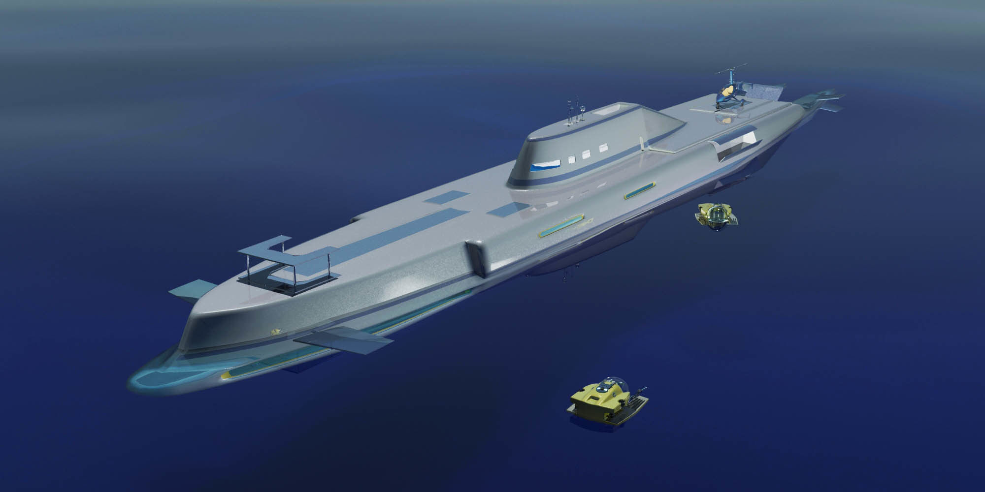 Migaloo submersible yacht Low-poly 3D model_8