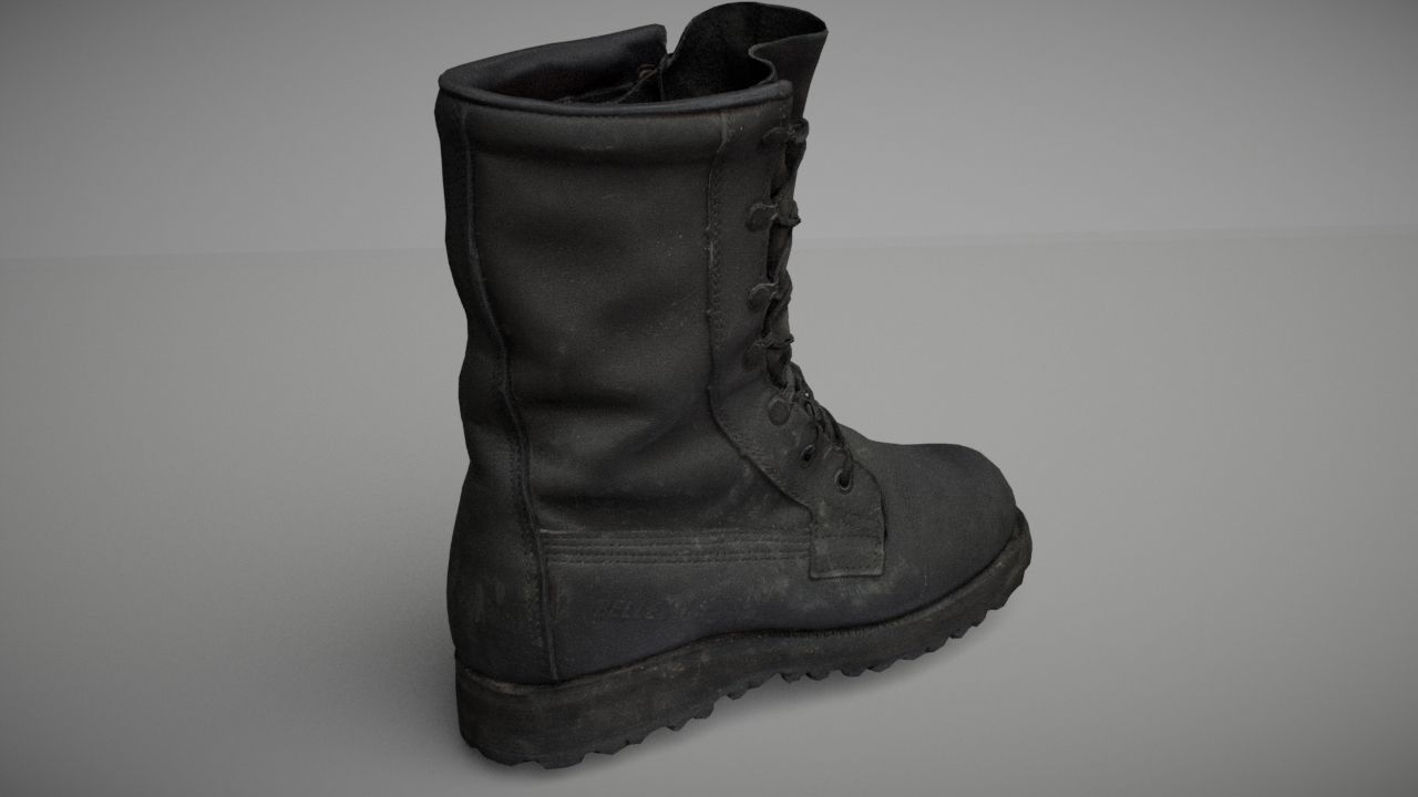 Military boot low poly 3D model Low-poly 3D model_2