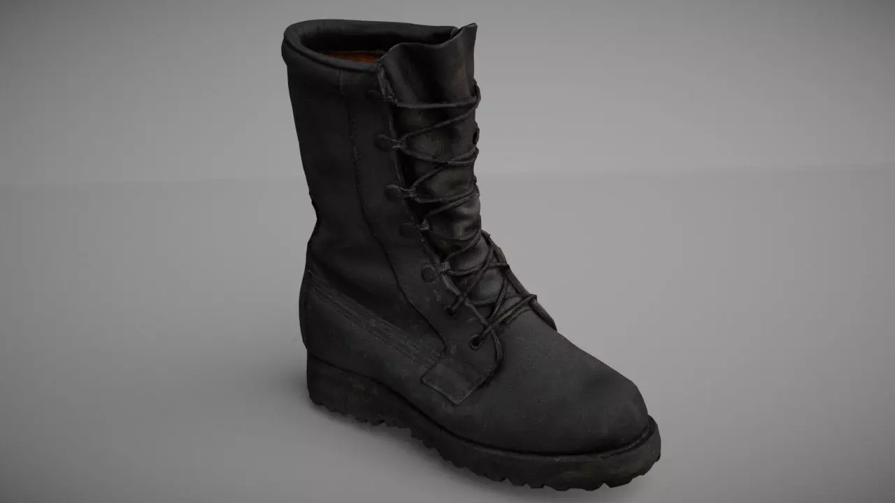 Military boot low poly 3D model Low-poly 3D model_0