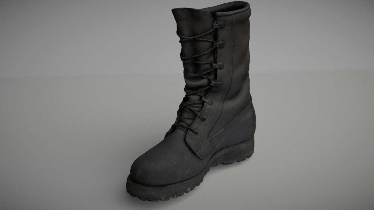 Military boot low poly 3D model Low-poly 3D model_1