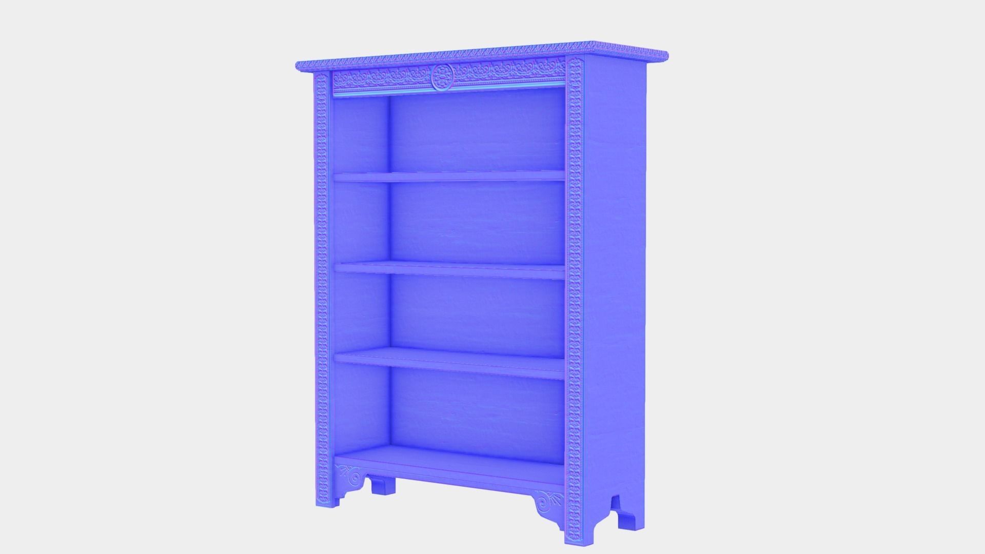 Oak Carved Bookcases Low-poly 3D model_8