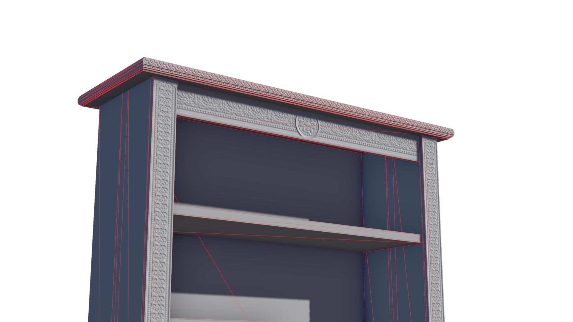 Oak Carved Bookcases Low-poly 3D model_16