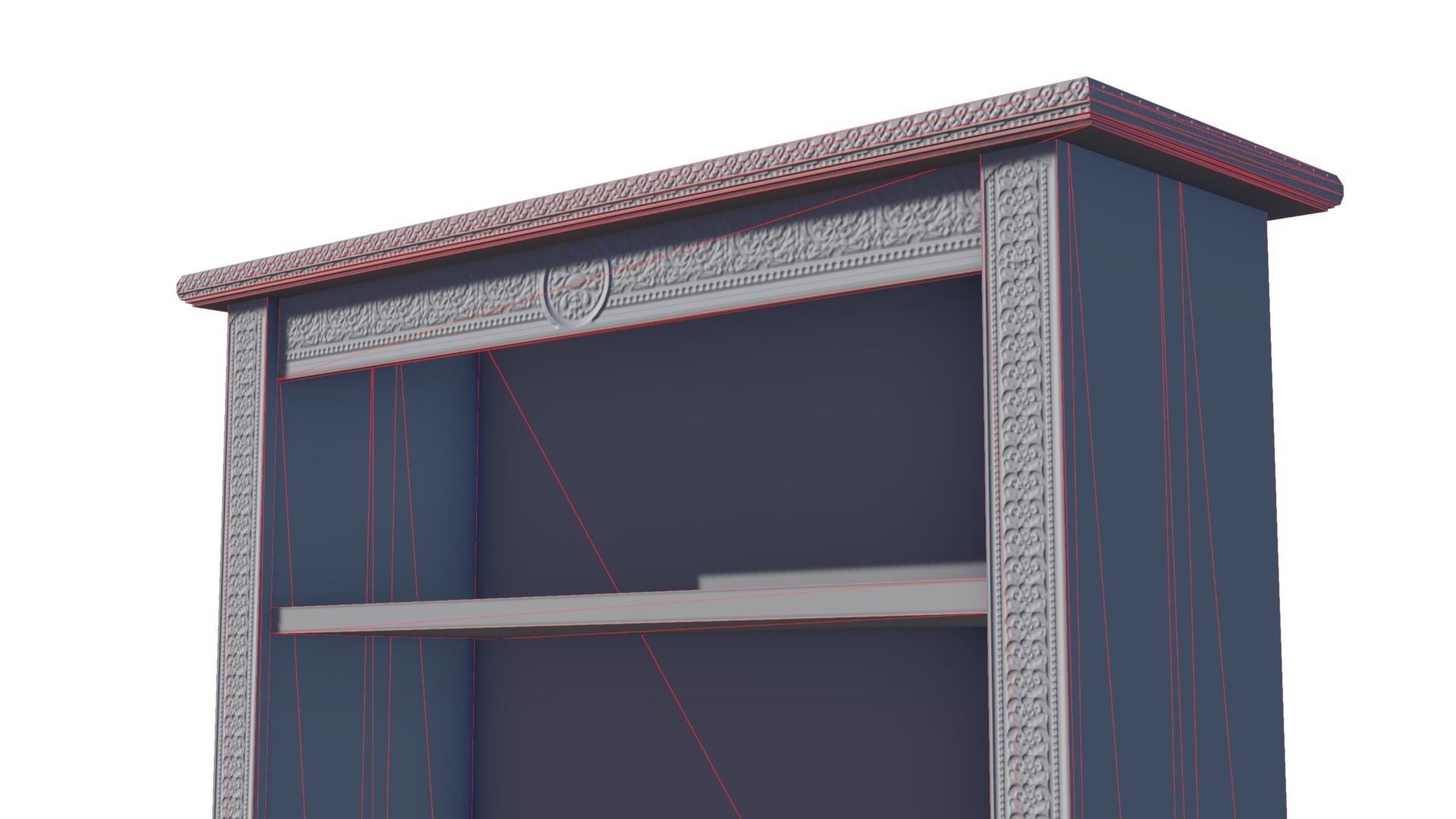 Oak Carved Bookcases Low-poly 3D model_11