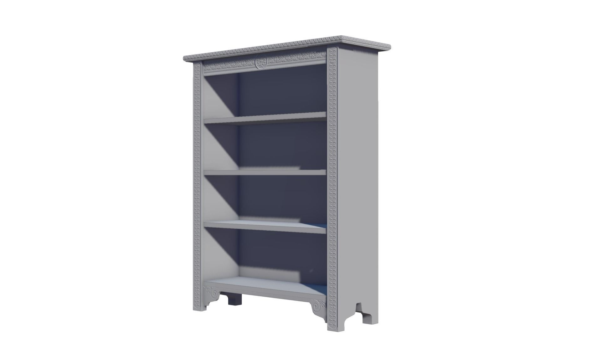Oak Carved Bookcases Low-poly 3D model_13