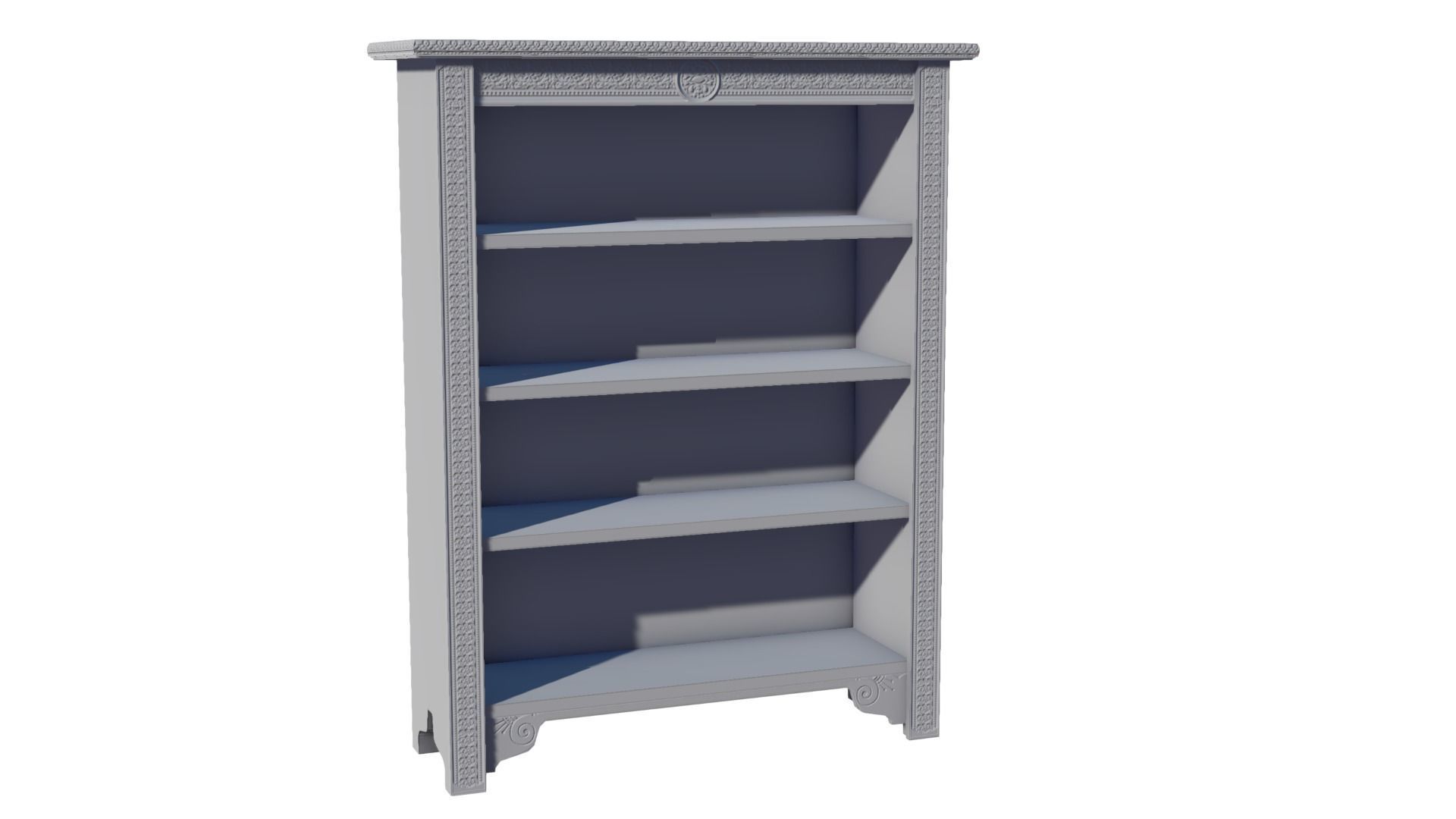 Oak Carved Bookcases Low-poly 3D model_9