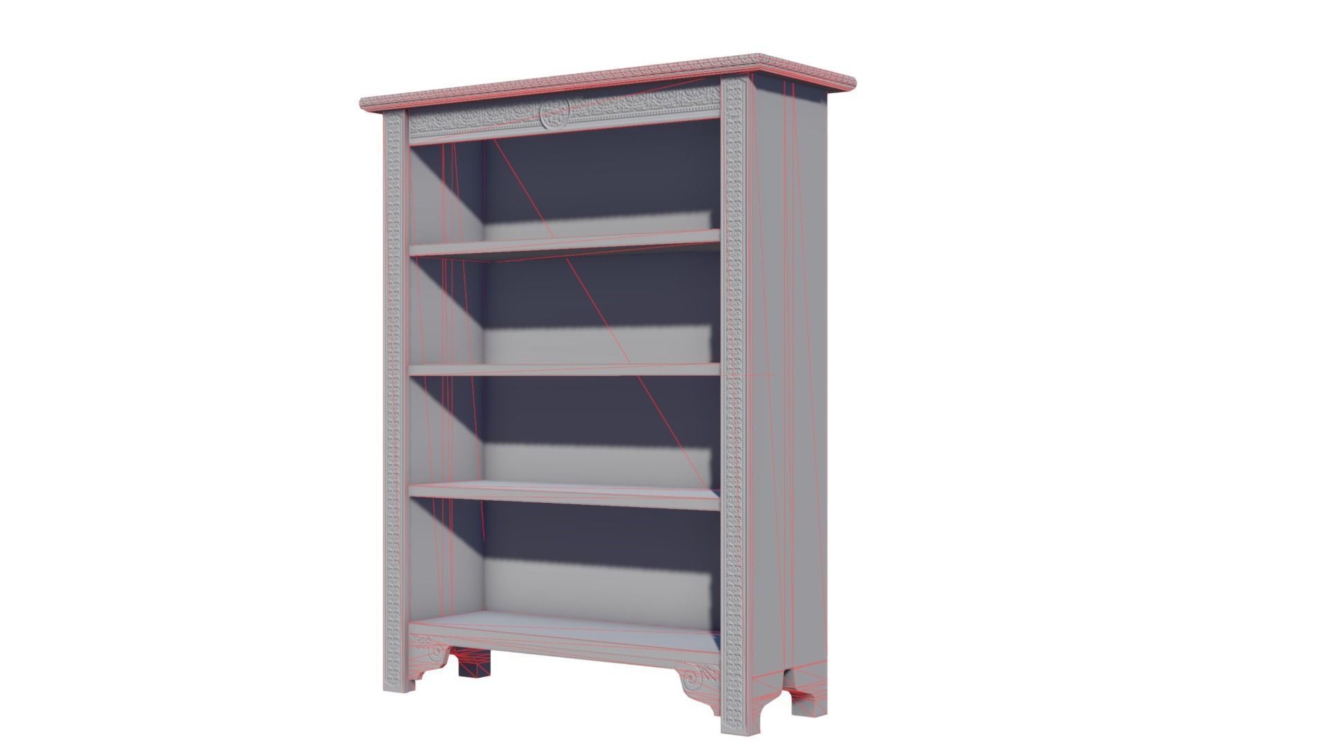 Oak Carved Bookcases Low-poly 3D model_12