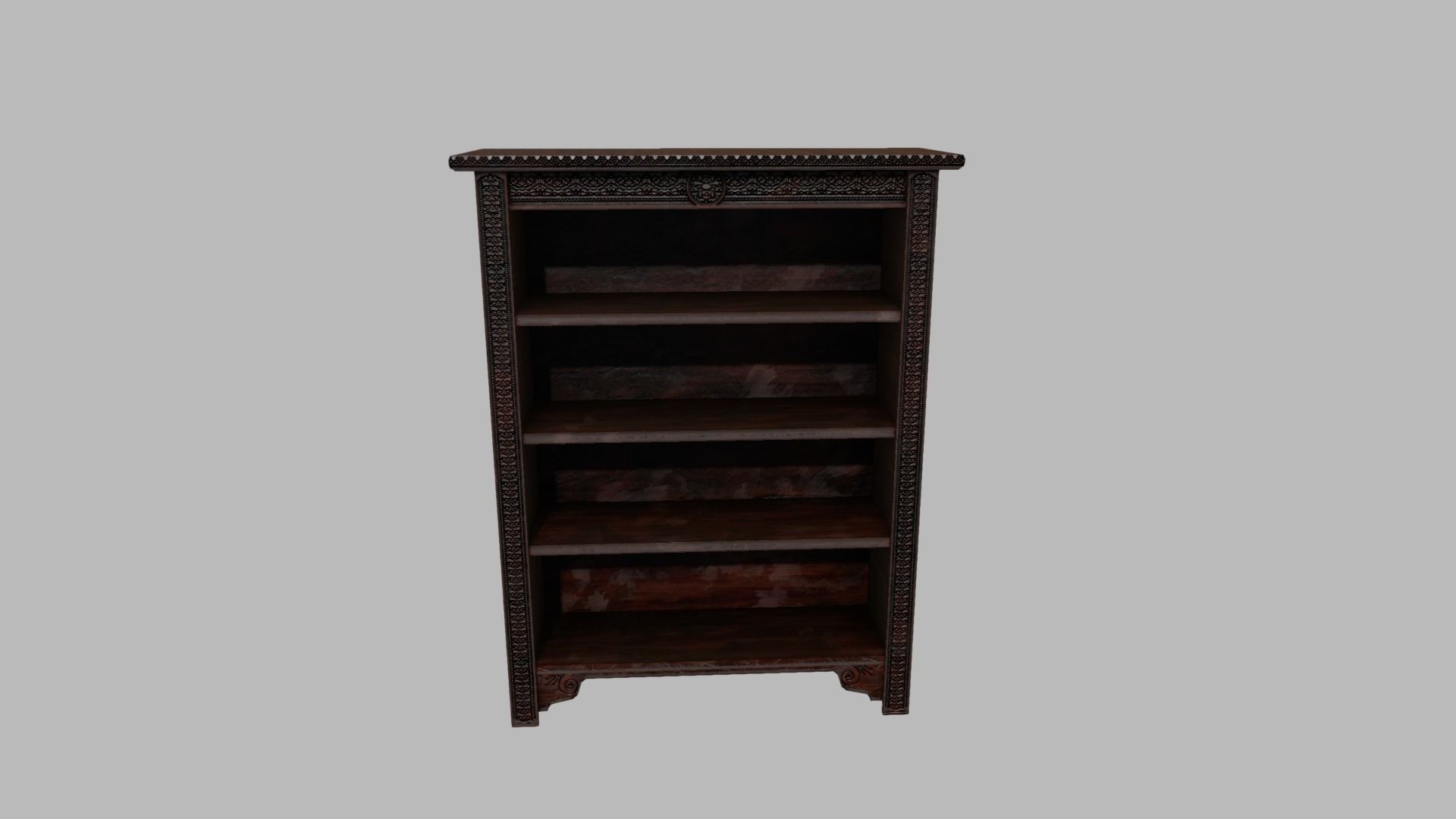 Oak Carved Bookcases Low-poly 3D model_5