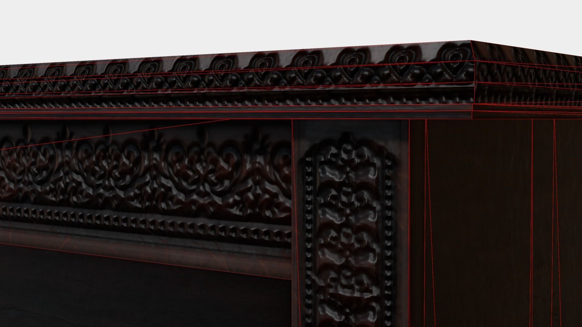 Oak Carved Bookcases Low-poly 3D model_1
