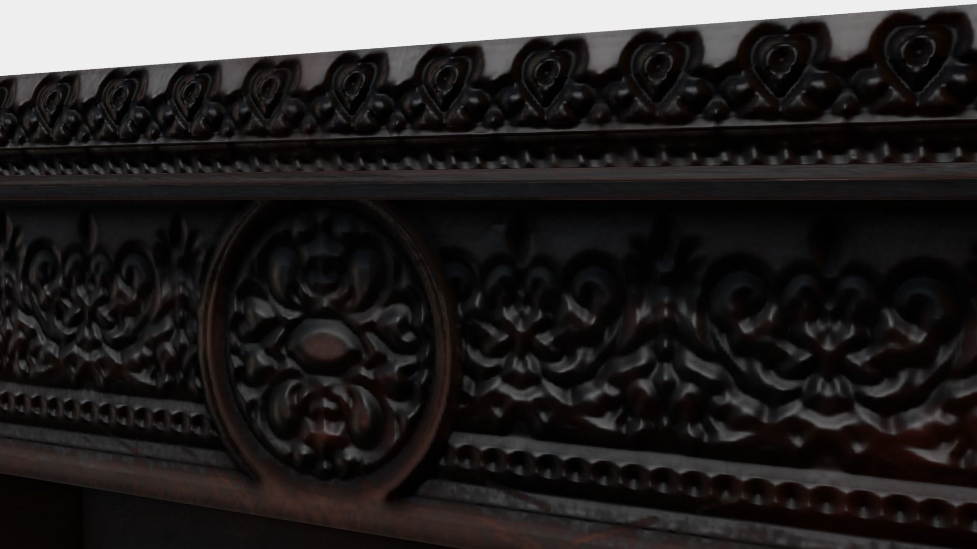 Oak Carved Bookcases Low-poly 3D model_4