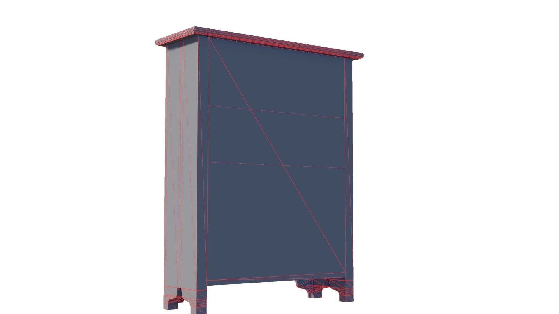 Oak Carved Bookcases Low-poly 3D model_15