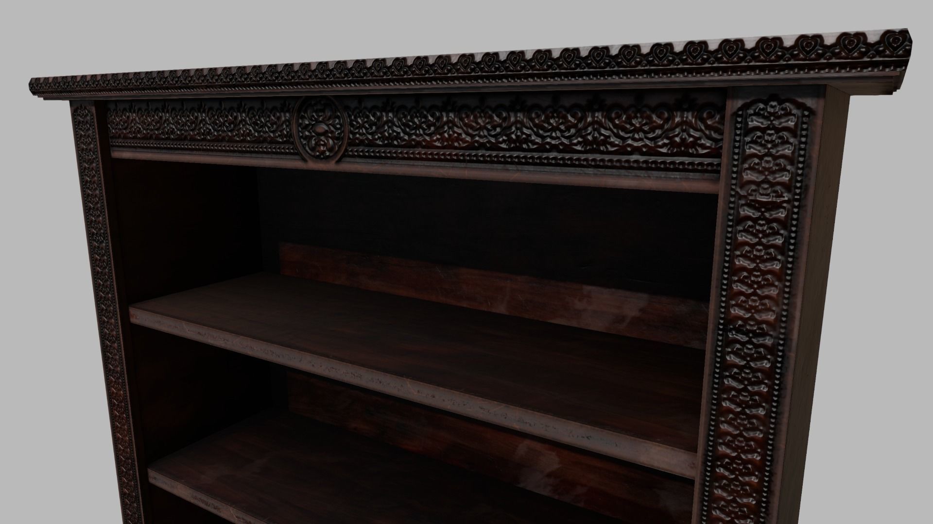 Oak Carved Bookcases Low-poly 3D model_3