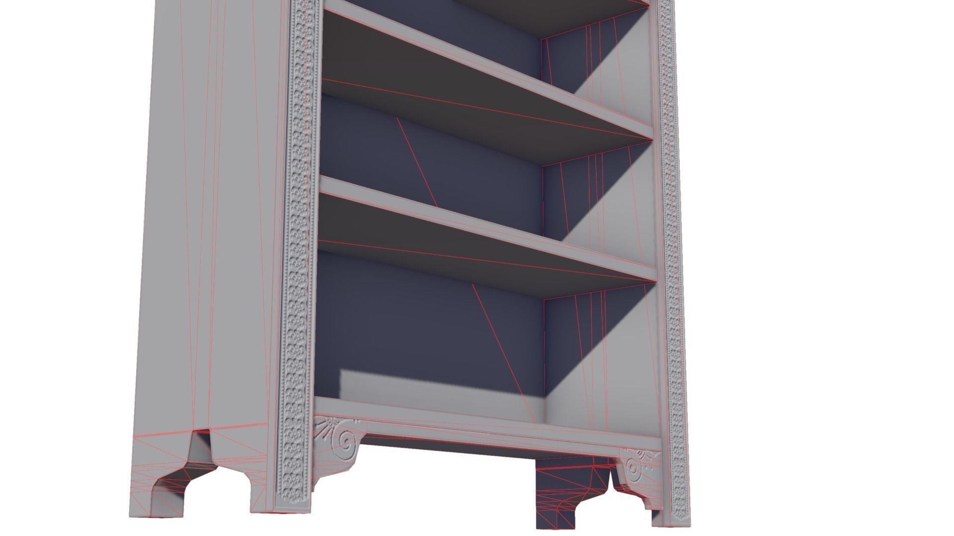 Oak Carved Bookcases Low-poly 3D model_17