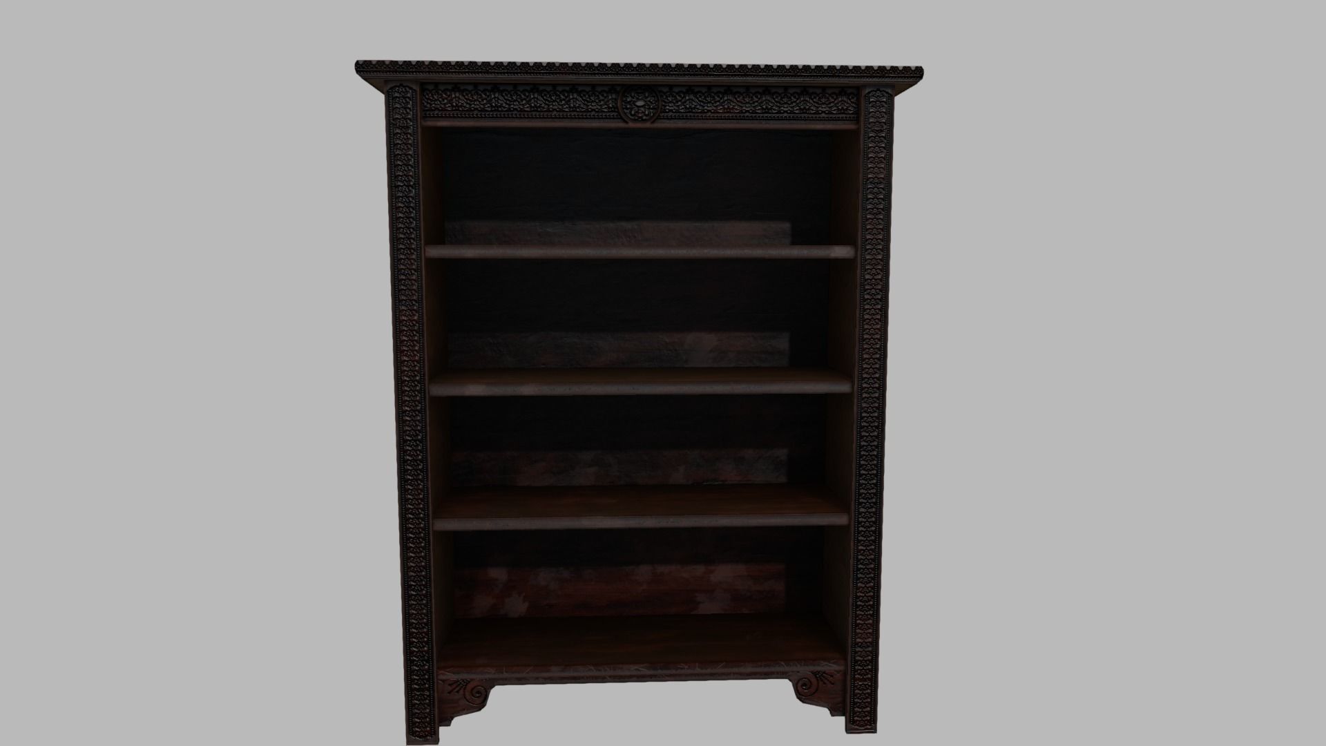 Oak Carved Bookcases Low-poly 3D model_7