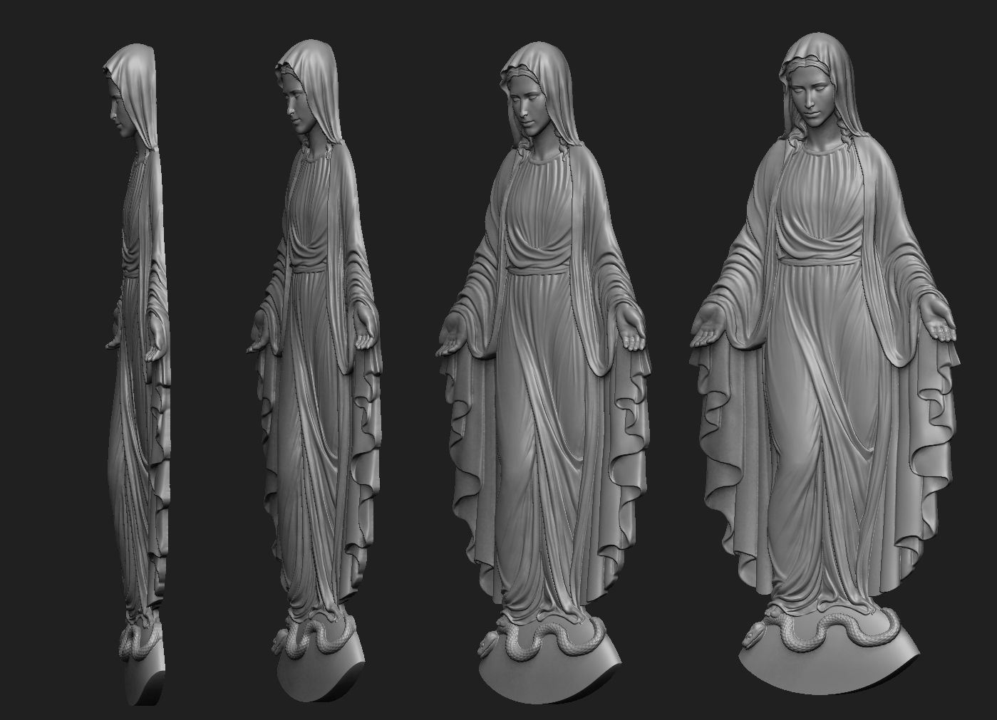 Virgin Mary Full Figure Pendant 3D print model_2