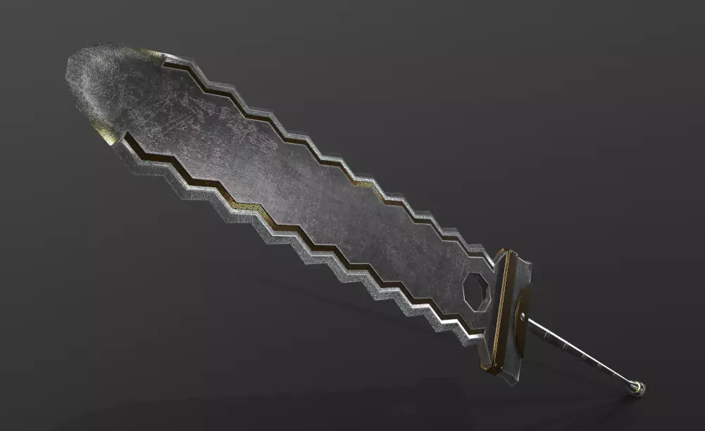 Greatsword fantasy Low-poly 3D model_0