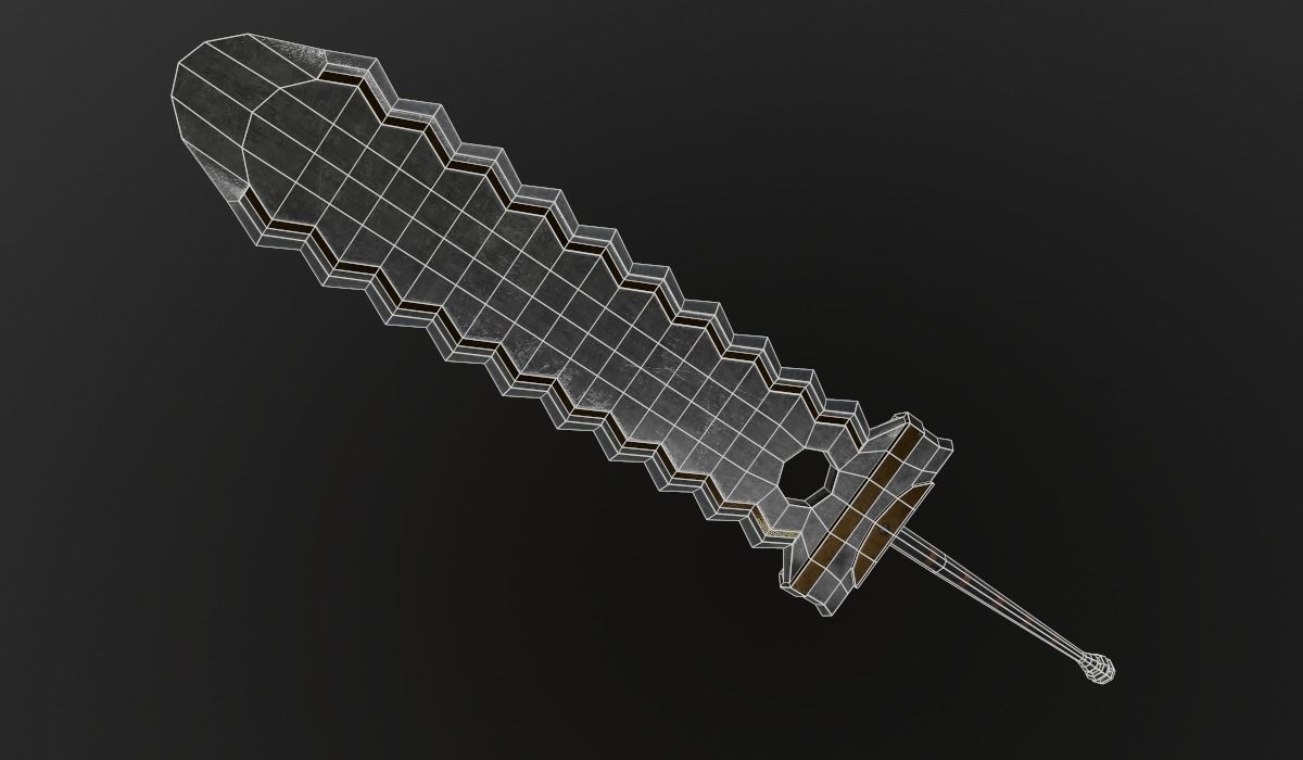 Greatsword fantasy Low-poly 3D model_5