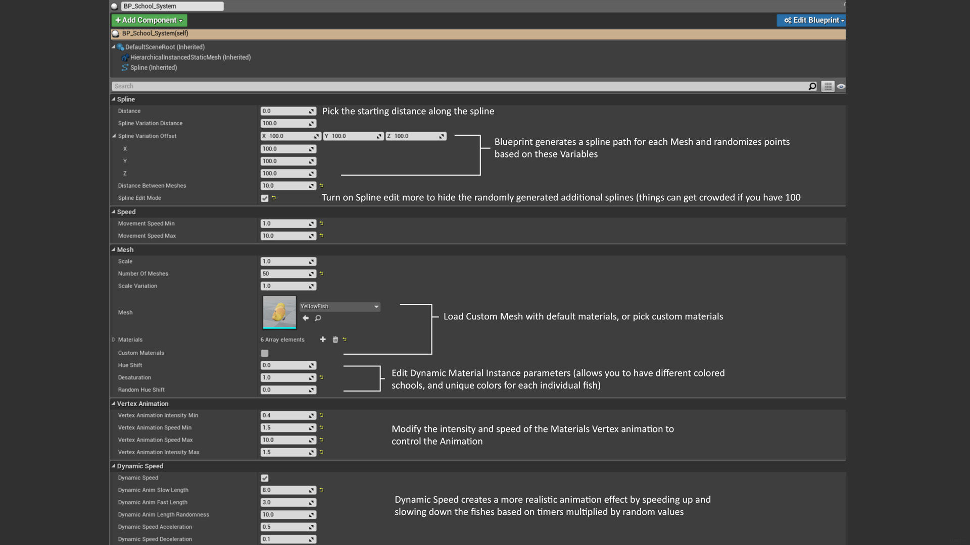 UE4 Fish School System Low-poly 3D model_5