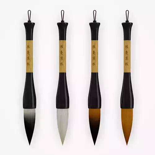 Chinese Calligraphy Brush Pen Low-poly 3D model