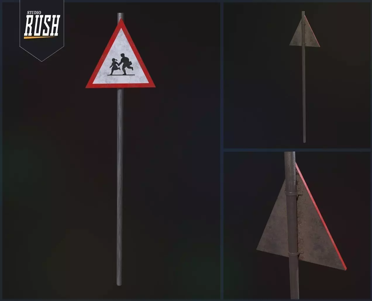 School Traffic Sign Free low-poly 3D model
