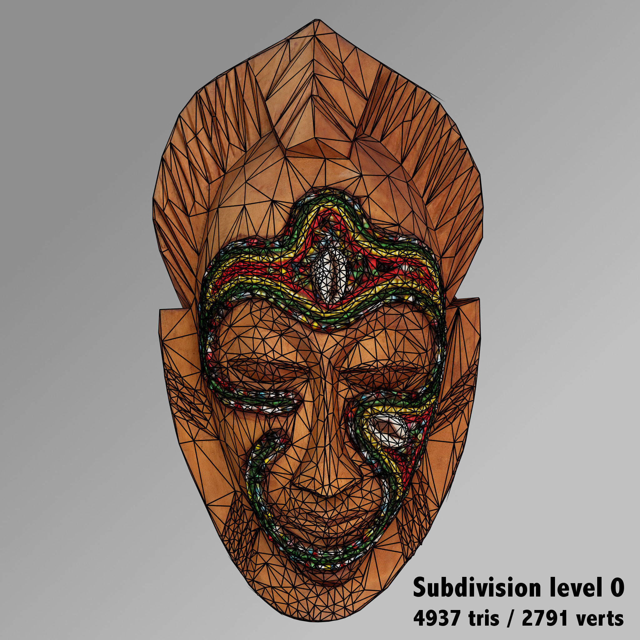 African Tribal Mask Low-poly 3D model_13