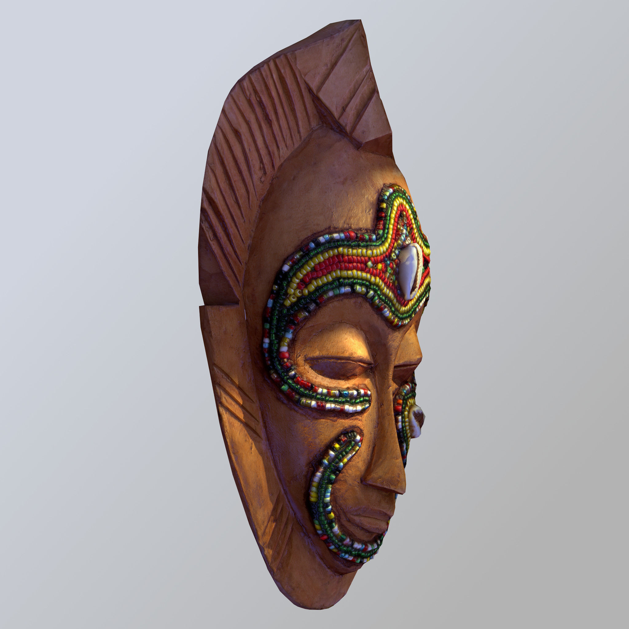 African Tribal Mask Low-poly 3D model_9