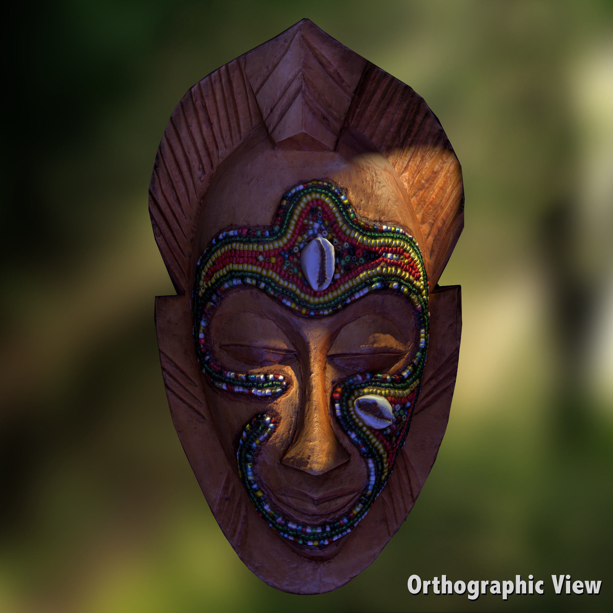 African Tribal Mask Low-poly 3D model_7