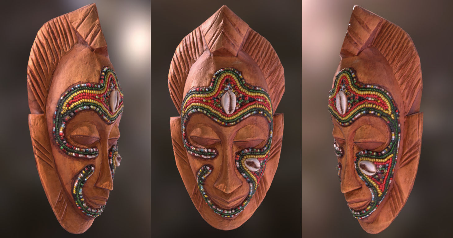 African Tribal Mask Low-poly 3D model_5