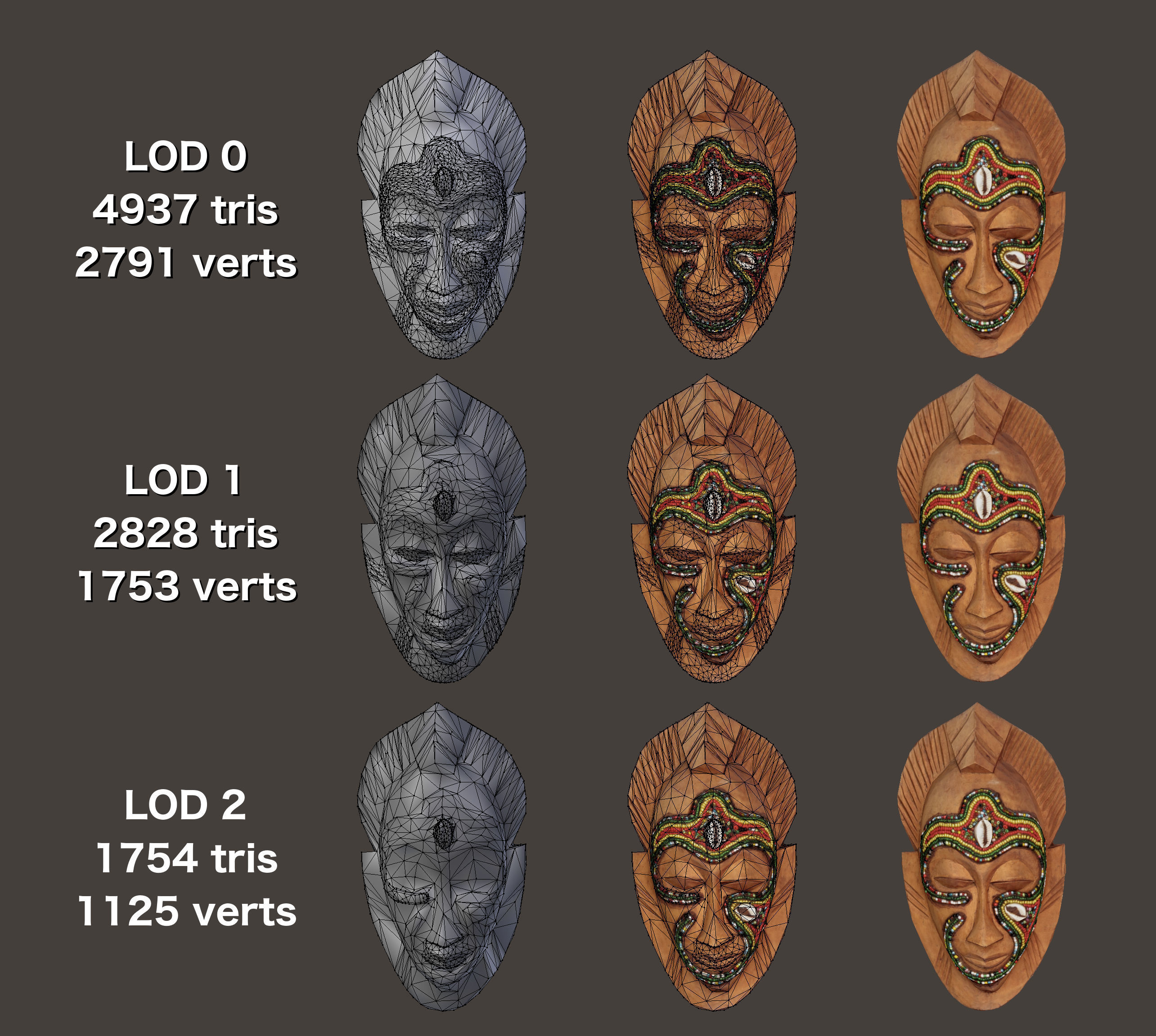 African Tribal Mask Low-poly 3D model_6