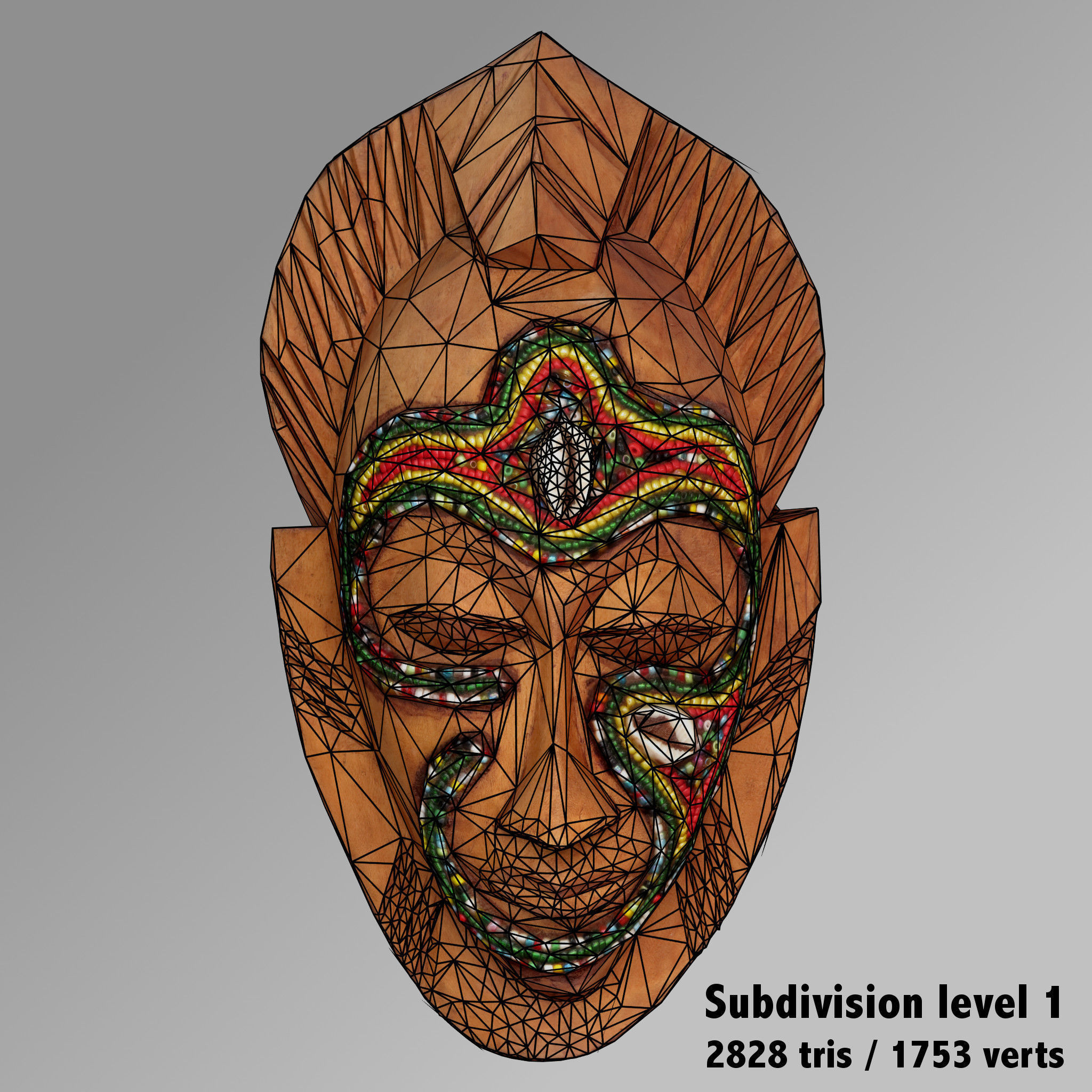 African Tribal Mask Low-poly 3D model_14