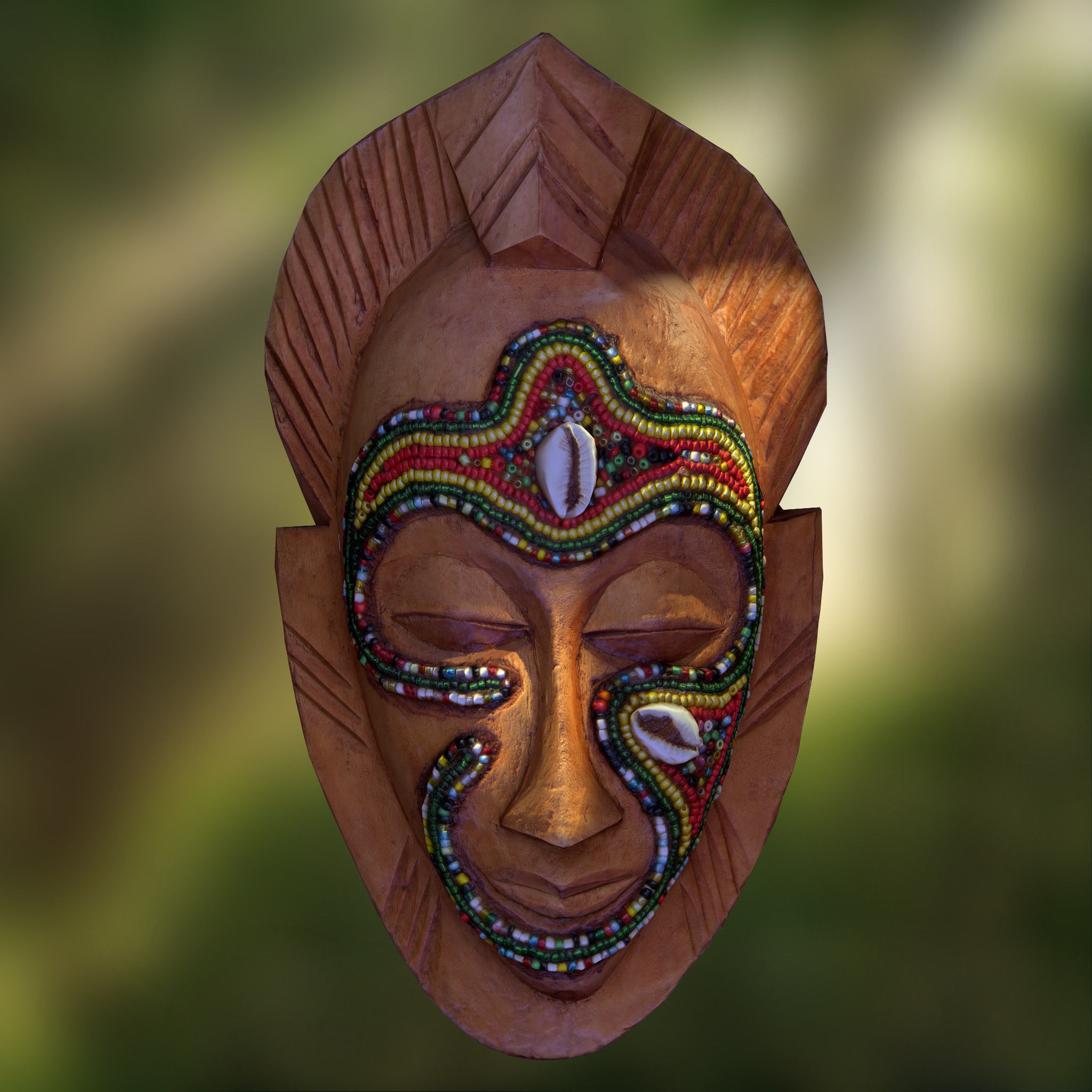 African Tribal Mask Low-poly 3D model_2