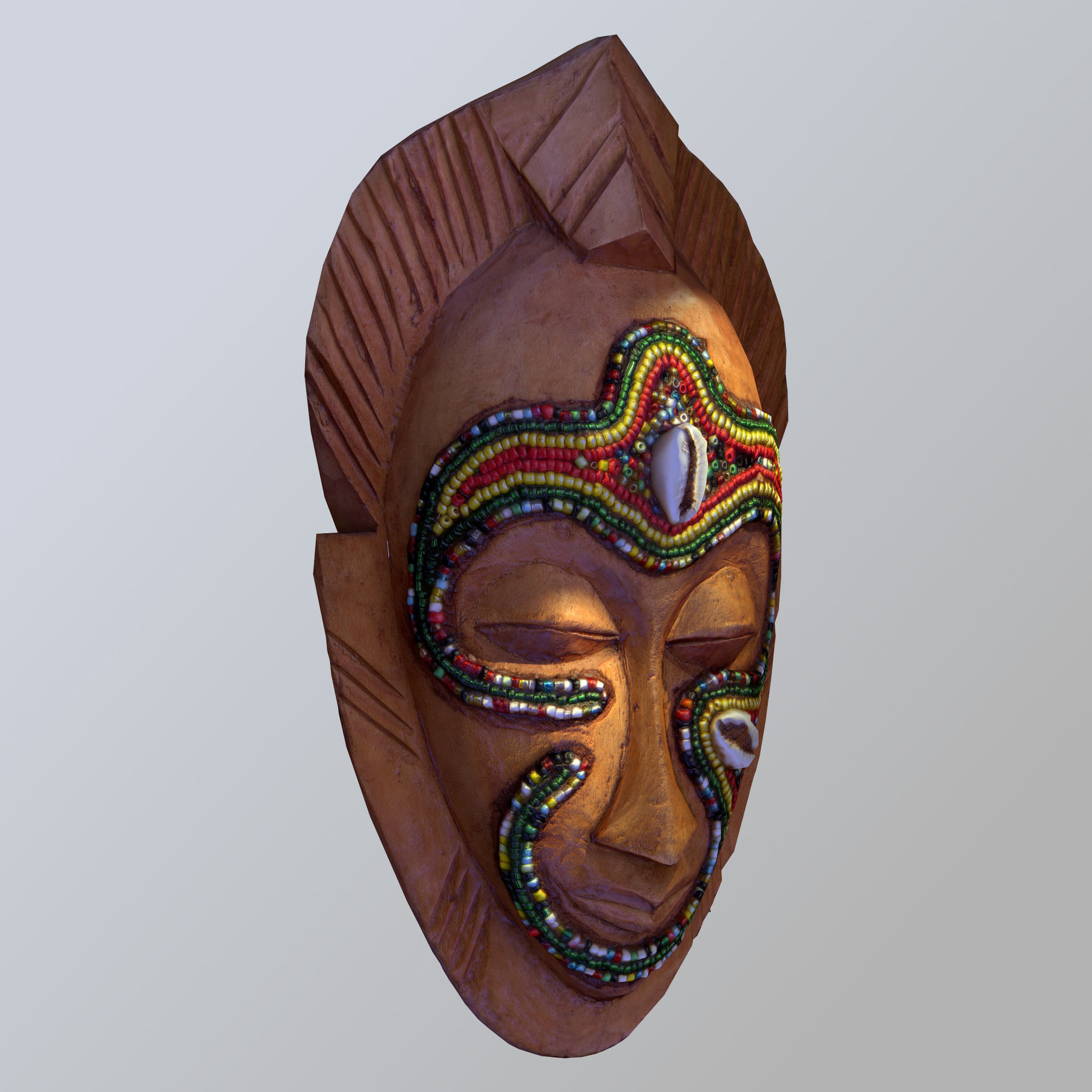 African Tribal Mask Low-poly 3D model_10
