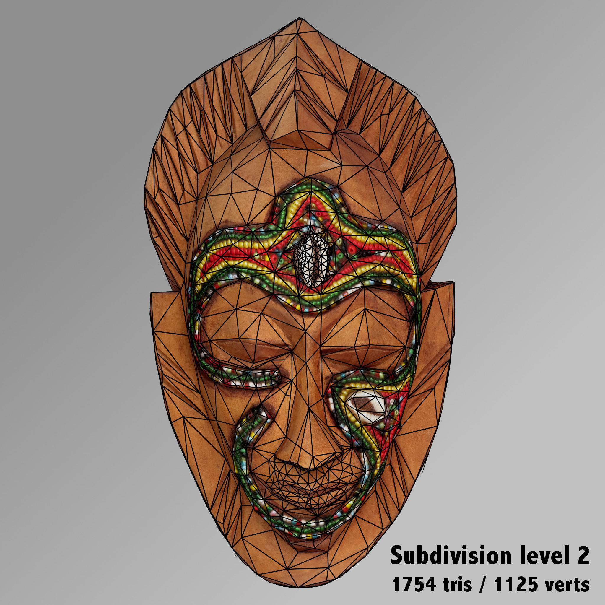 African Tribal Mask Low-poly 3D model_15