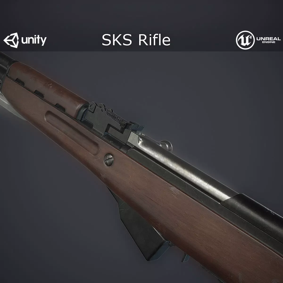 Russian SKS Rifle Low-poly 3D model