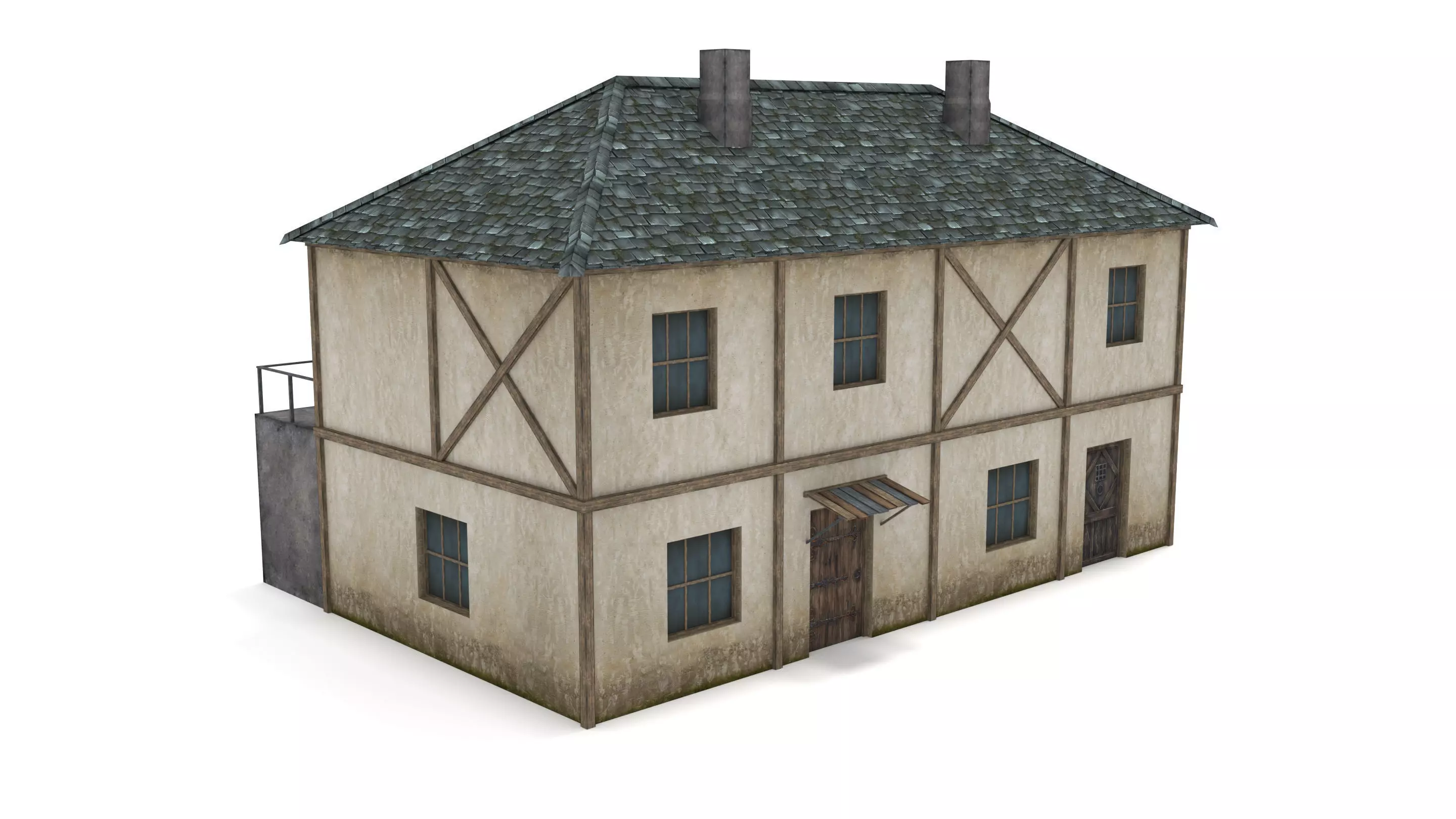 Medieval Townhouse  Low-poly 3D model_0