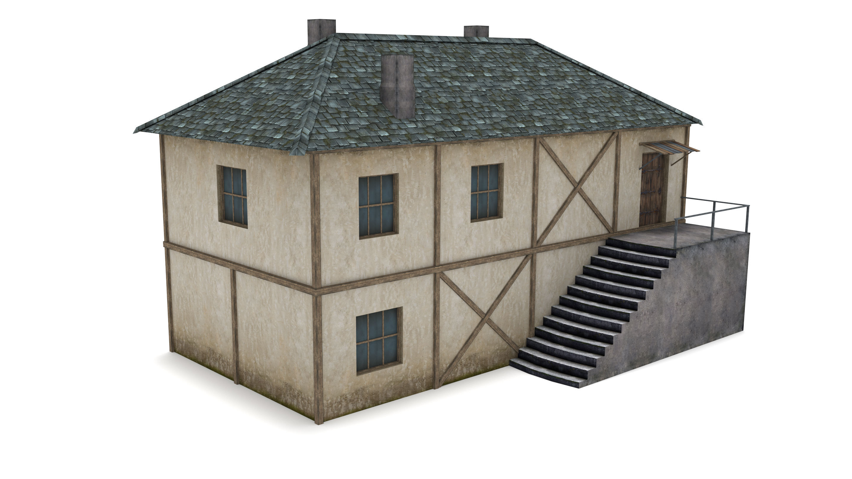 Medieval Townhouse  Low-poly 3D model_3