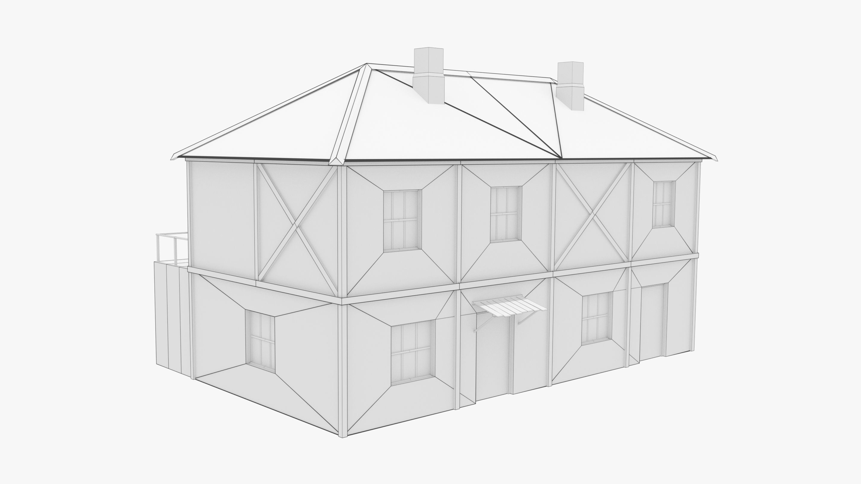 Medieval Townhouse  Low-poly 3D model_1